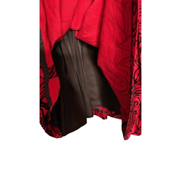 Chetta B Evening Long Formal Red/Black Floral Skirt Size 8 - Picture 9 of 9